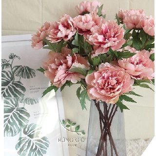 1 cành hoa Mẫu Đơn SIZE to vừa dài 52cm, gồm 2 bông 1 nụ - hoa giả giống thật - có ảnh thật, nhiều màu