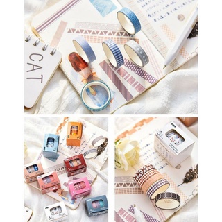 Hộp 5 cuộn/10 cuộn Washi tape - Băng dán trang trí sổ, bullet journal