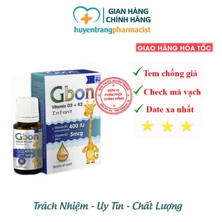 ✔️️️(Tặng quà xinh) Gbon Vitamin D3 + K2 - Bổ sung D3K2 giúp hấp thu Canxi tối đa, xương chắc khỏe, Trẻ cao lớn
