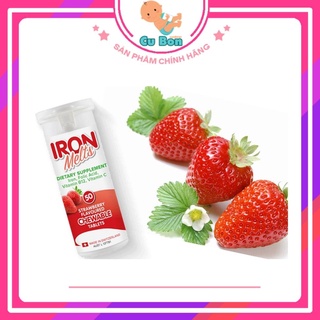 Viên ngậm bổ sung sắt Iron Melts Chewable vị dâu 50 viên của Úc Bổ Sung Sắt, Acid Folic, Vitamin B12 Và Vitamin C