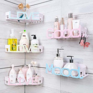PVN6890 Kệ góc và kệ ngang dán tường để đồ nhà tăm, nhà vệ sinh có chữ love, good
