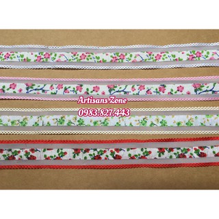 Ruy băng voan họa tiết hoa (bản rộng 2,5cm, dài 02 mét)
