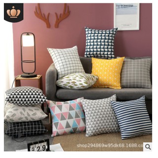 Vỏ Gối tựa lưng, gối sofa, gối trang trí Vải Bố Họa Tiết 2 Mặt Mã ĐX012