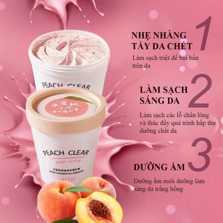 Tẩy tế bào chết body đào heyxi 200g loại bỏ da sạm màu cho làn da trắng hồng tự nhiên giảm thâm hiệu quả