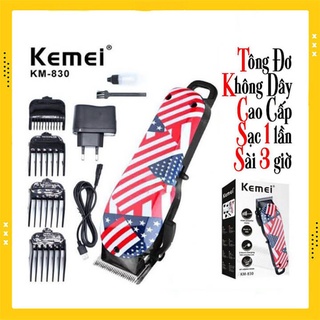 Tông đơ cắt tóc không dây Kemei KM-830 cao cấp, tông đơ hớt tóc không dây cho nam nữ, trẻ em kemei 830