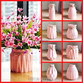 Lọ hoa gốm sứ màu hồng pastel men lạnh - Bát Tràng