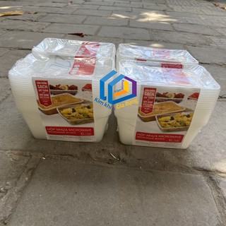 10 Hộp nhựa Microwave 1000ml Tiện lợi(10 hộp có kèm nắp)
