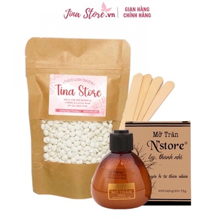 Combo sáp wax lông nhập khẩu và mỡ trăn tằng que gỗ và bột tắm cafe giúp làm sạch lông cac vùng trên cơ thể,tinastore29