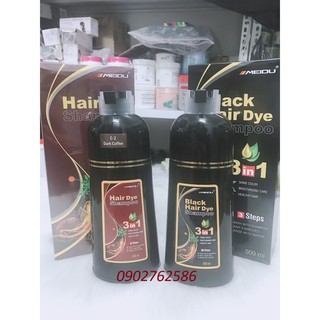 Combo Dầu Gội Đen +Gội NÂU tóc phủ bạc hiệu quả 500ml Meidu