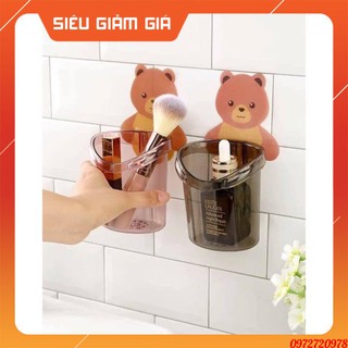 Cốc gấu đựng bàn chải kem đánh răng Cốc gấu dán tường siêu dính