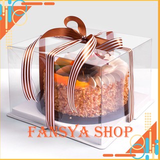 { COMBO05 } 05 Hộp bánh kem trong suốt size 28*28 cao 17cm( PET 0,4mm) không kèm ruybang