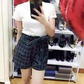 Quần short đùi dáng váy kẻ caro dễ phối đồ hè cho nữ