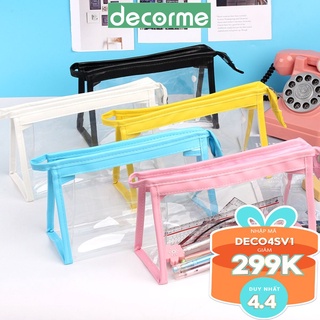 Túi đựng bút mỹ phẩm trong suốt cỡ lớn 20.2*8.2*12cm DecorMe Túi trong suốt chống nước kiểu Hàn Quốc tiện lợi  BDC