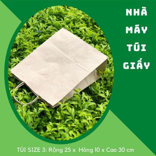Set 500 Chiếc túi giấy nâu có quai  SIZE 3: 25x10x 30 cm túi đựng hàng 5kg