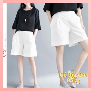 Quần đùi nữ short đũi ống rộng lưng cao mặc nhà bigsize thể thao