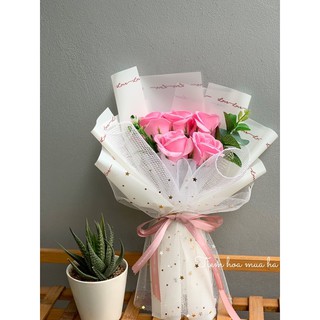 [Quà Tặng] Hoa sáp 5 bông siêu xinh phối lưới (Kèm túi) - Quà tặng sinh nhật, hội nghị, sự kiện, phụ nữ,lưu niệm,nowship