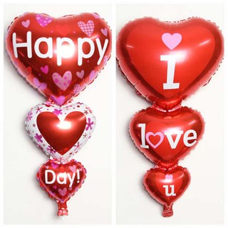 BÓNG NHÔM TRÁI TIM 3 TẦNG HAPPY DAY và I LOVE U
