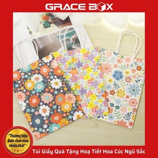{ Giá Sỉ } Túi Giấy Quà Tặng Hoạ Tiết Hoa Cúc Ngũ Sắc Xinh Xắn - Siêu Thị Bao Bì Grace Box