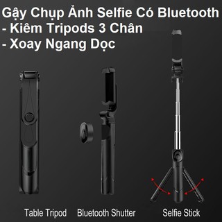 Gậy Selfie Chụp Ảnh 3 Chân - Xoay Được Ngang Dọc - Kẹp Điện Thoại 3 Chân Livestream - Quay Video - Chụp Ảnh Nhỏ Gọn