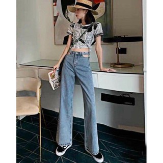 Quần jeans 2hand  suông dài màu xanh