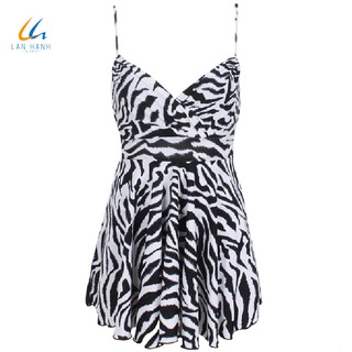 Đầm bơi Lanh Hạnh in họa tiết đen - 90022