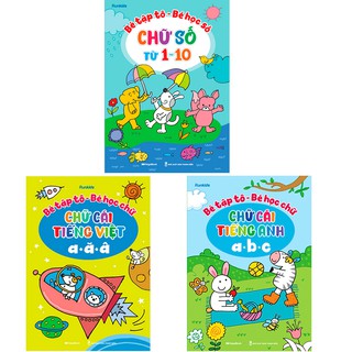 Sách Megabook - Combo Bé Tập Tô: Bé Học Chữ Và Bé Học Số (Bộ 3 Cuốn)