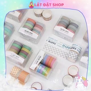 Hộp 10 washi tape - Hộp 10 băng keo giấy trang trí sổ/phụ kiện