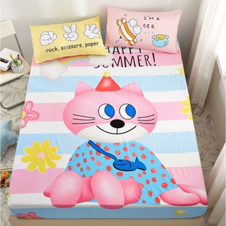 Bộ Ga Giường Kèm 2 Vỏ gối Cotton 3D Mẫu MÈO HỒNG Hoạ Tiết Cho Bé Yêu trungvbhp_shopalot2