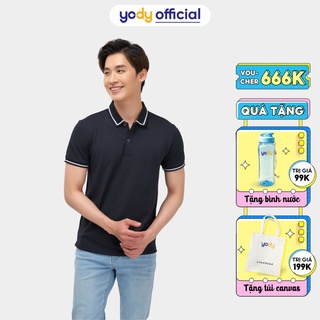 Áo Polo YODY nam phối bo thoáng mát thấm hút mồ hôi APM4053