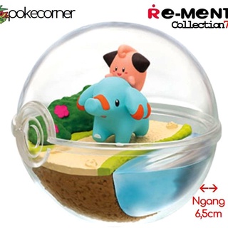 [Vol7] Quả Cầu Pokemon Terrarium Collection 7 Cleffa &amp; Phanpy chính hãng Re-Ment - trong suốt, mở nắp được - PokeCorner