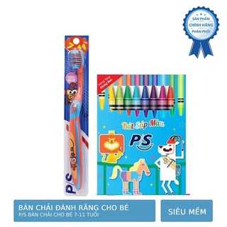 [P/S - Mua 1 tặng 1] Bàn chải đánh răng cho bé 7- 11 tuổi + Tặng 1  hộp sáp màu