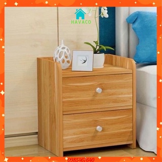 Tủ, Kệ Đầu Giường Vuông 2 Ngăn Kéo Màu Gỗ 40 x 26 x 32.5cm