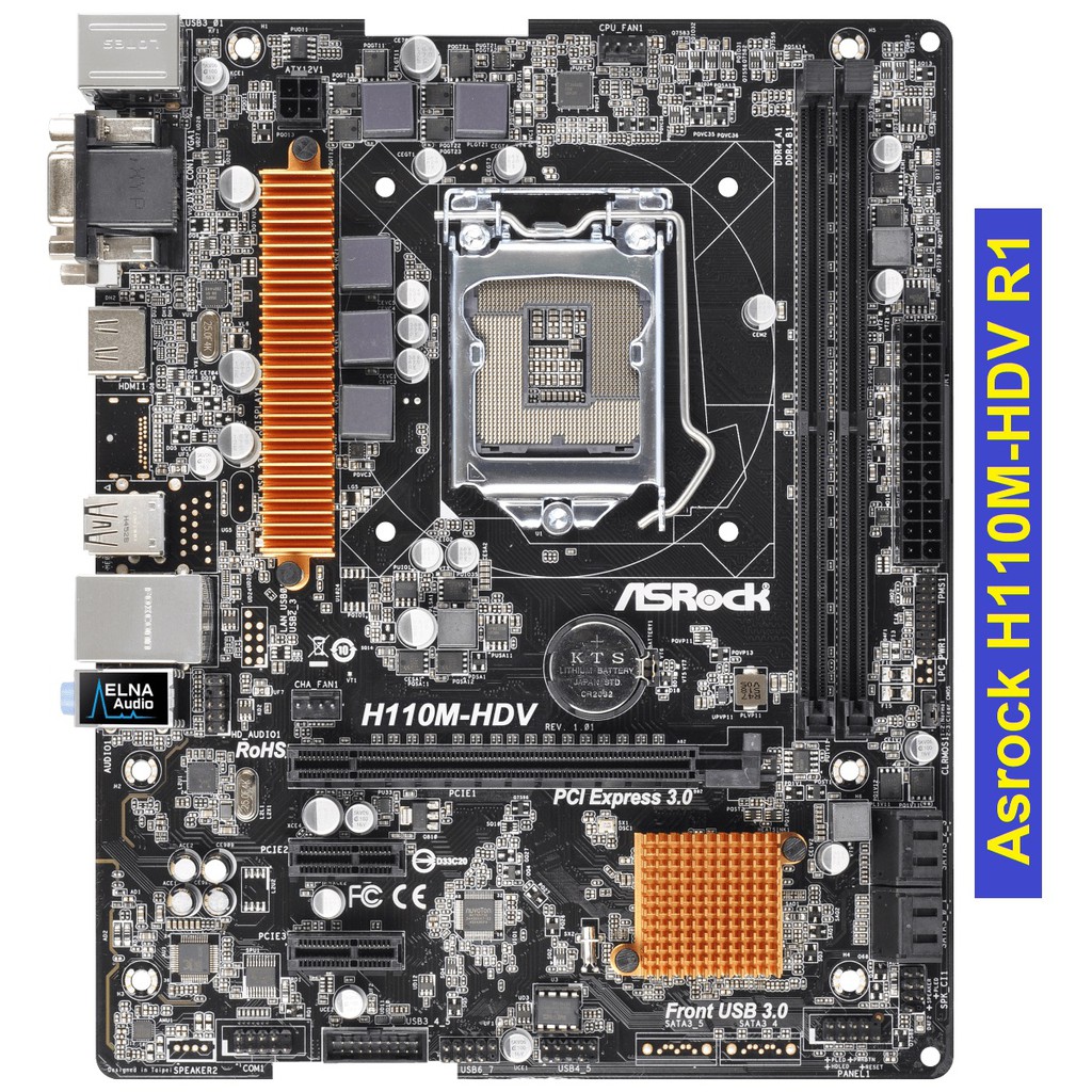 Main Asrock H110M HDV cũ tháo máy. Bo mạch chủ ASROCK H110M-HDV