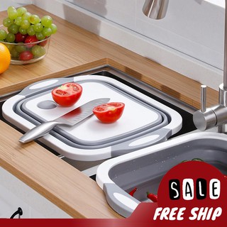 Thớt Nhựa Đa Năng Gấp Gọn Kiêm Chậu rửa thực phẩm 3 trong 1 Siêu Tiện Dụng - Thớt nhựa, tiết kiệm không gian!