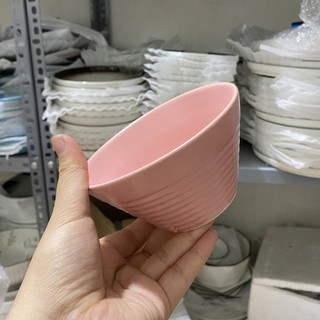 (XẢ KHO GIÁ CỰC RẺ) Bát cơm 11cm màu hồng pastel miệng loe - Chén sứ cao cấp không chì, hàng tiêu chuẩn xuất Âu