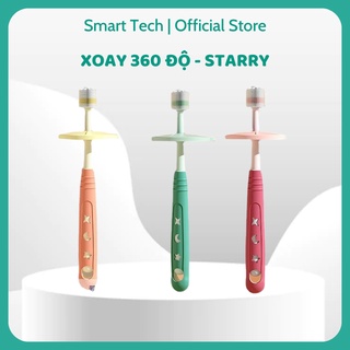 Bàn chải đánh răng nano siêu mềm xoay 360 độ cho bé STARRY, Bàn chải cầm tay có vách ngăn an toàn, phù hợp trẻ từ 1 tuổi