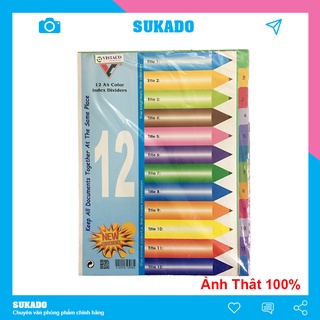 Bìa phân trang sổ còng nhựa A4 12 số màu SUKADO