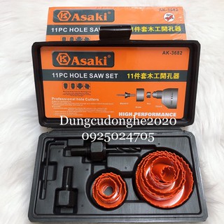 Bộ mũi khoét lỗ gỗ và thạch cao 11 chi tiết Asaki AK-3682
