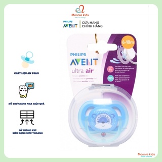 Ti giả cho bé Avent Ultra Air hình gấu, ty giả thông khí silicone cao cấp 6-18M - Monnie Kids