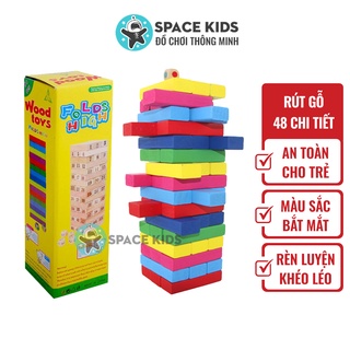 Đồ chơi Rút gỗ cho bé 48 chi tiết kèm xúc xắc nhiều màu sắc cho bé vui chơi Space Kids