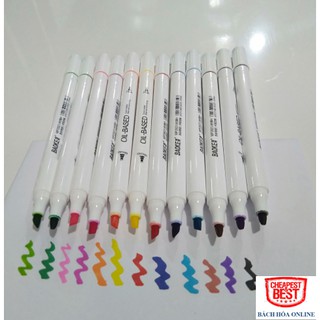 [FREESHIP EXTAR] Bút Marker, Lông Màu, Highlighter, Calligraphy 12 Màu, Nhỏ Gọn, Tiện Lợi, 2 Đầu BaoKe Ms MP2923