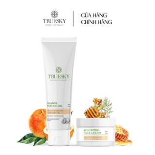 Bộ làm sạch và dưỡng trắng da mặt Truesky gồm 1 kem dưỡng trắng da mặt 20g + 1 tẩy tế bào chết da mặt 50g