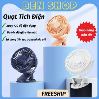 Quạt Kẹp Bàn Tích Điện Mini Để Bàn 3 Chế Độ Gió Siêu Mát Tiện Lợi