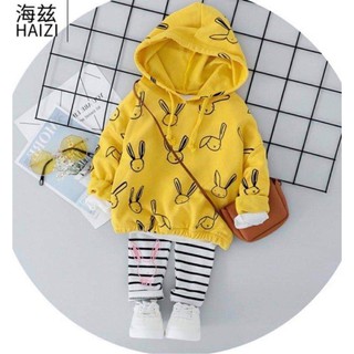 (xả hàng )sét áo thỏ da cá + quần zip kẻ cho bé