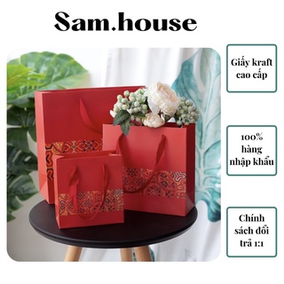 Set 10 túi giấy đựng quà tặng màu đỏ hàng cao cấp