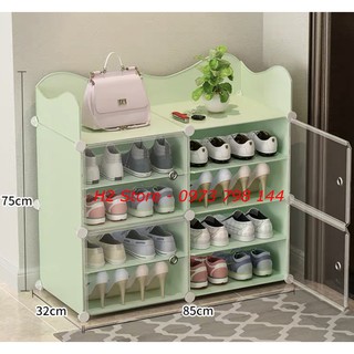 Tủ giày 8 ô (chia ô) có sóng lắp ghép thông minh vách cốm cửa trong