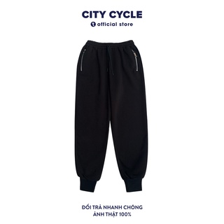 Quần khoá bộ khoác City Cycle quần jogger nỉ trơn bo gấu Unisex Hàn Quốc