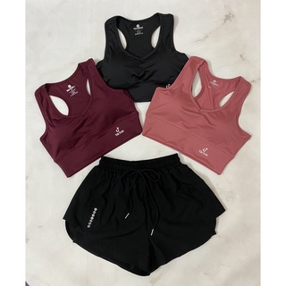 Bộ bra tập gym yoga earobic cổ tim bo xiết eo kết hợp quần đùi 2 lớp cho nữ - Đồ tập gym yoga erobic chạy bộ nữ