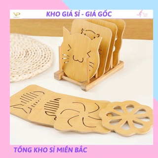 [❌GIÁ SỈ❌]LÓT ĐĨA NỒI BẰNG GỖ TỰ NHIÊN (14,5cmx14,5cm) 88036