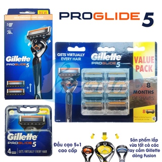 Dao cạo râu 5 lưỡi Gillette Proglide5 và hộp đầu lưỡi thay thế
